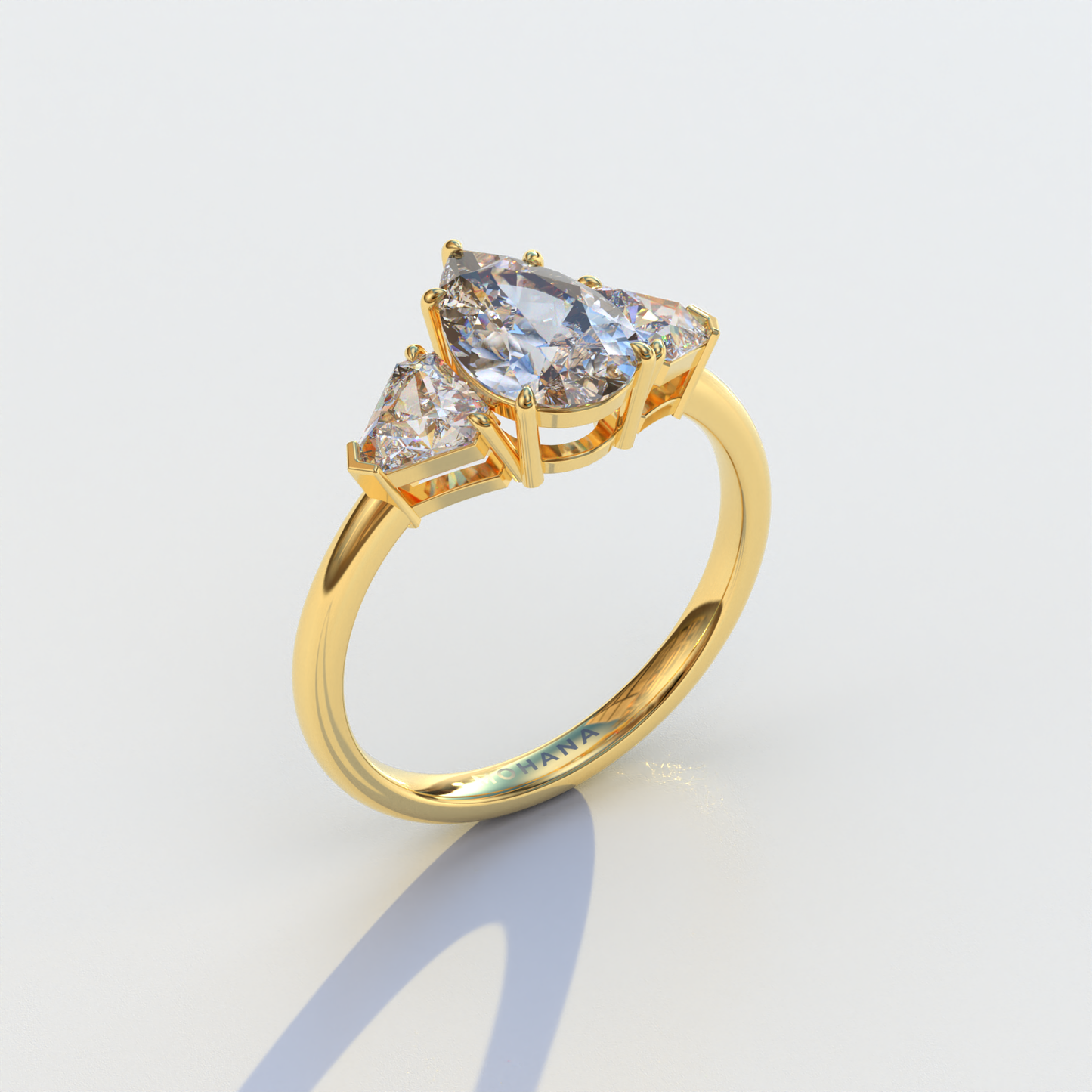 2 Carat Pear Cut Three Stone Lab Diamond Engagement Ring - Elegant