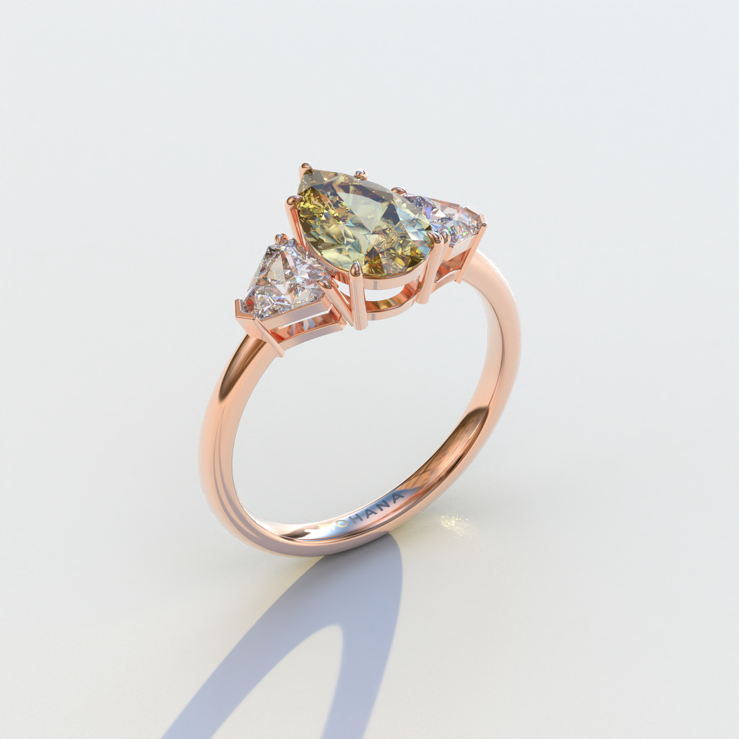 2 Carat Yellow Pear Cut Three Stone Lab Diamond Engagement Ring - Elegant