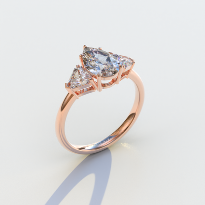 2 Carat Pear Cut Three Stone Lab Diamond Engagement Ring - Elegant