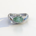 2 Carat East-West Fancy Vivid Green Pear Cut Lab Diamond Engagement Ring - J’Lure - 10K Solid Gold / White Gold