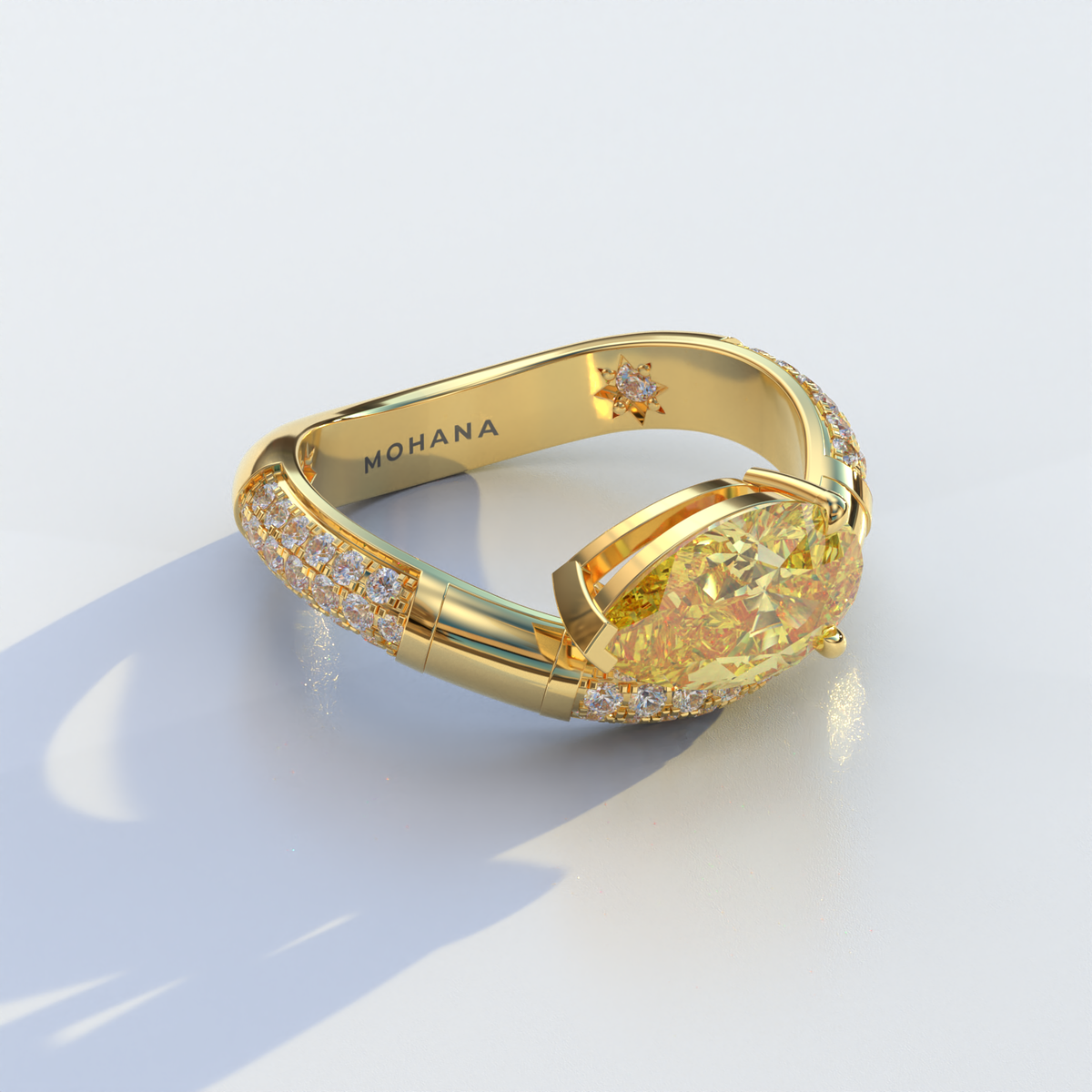 2 Carat East-West Fancy Yellow Pear Cut Lab Diamond Engagement Ring - J’Lure