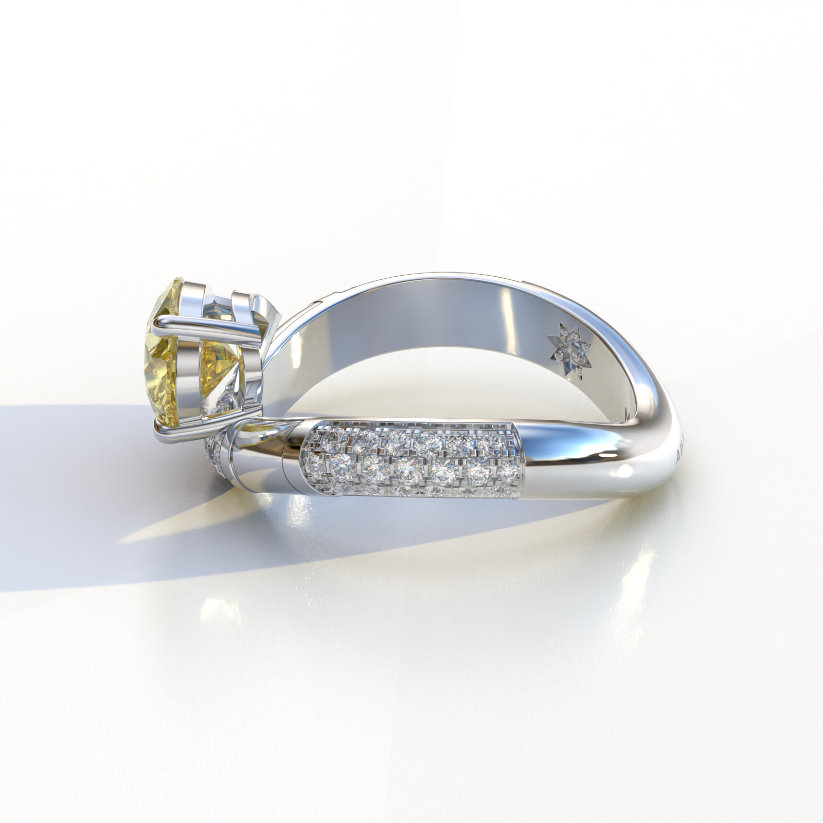2 Carat East-West Fancy Yellow Pear Cut Lab Diamond Engagement Ring - J’Lure