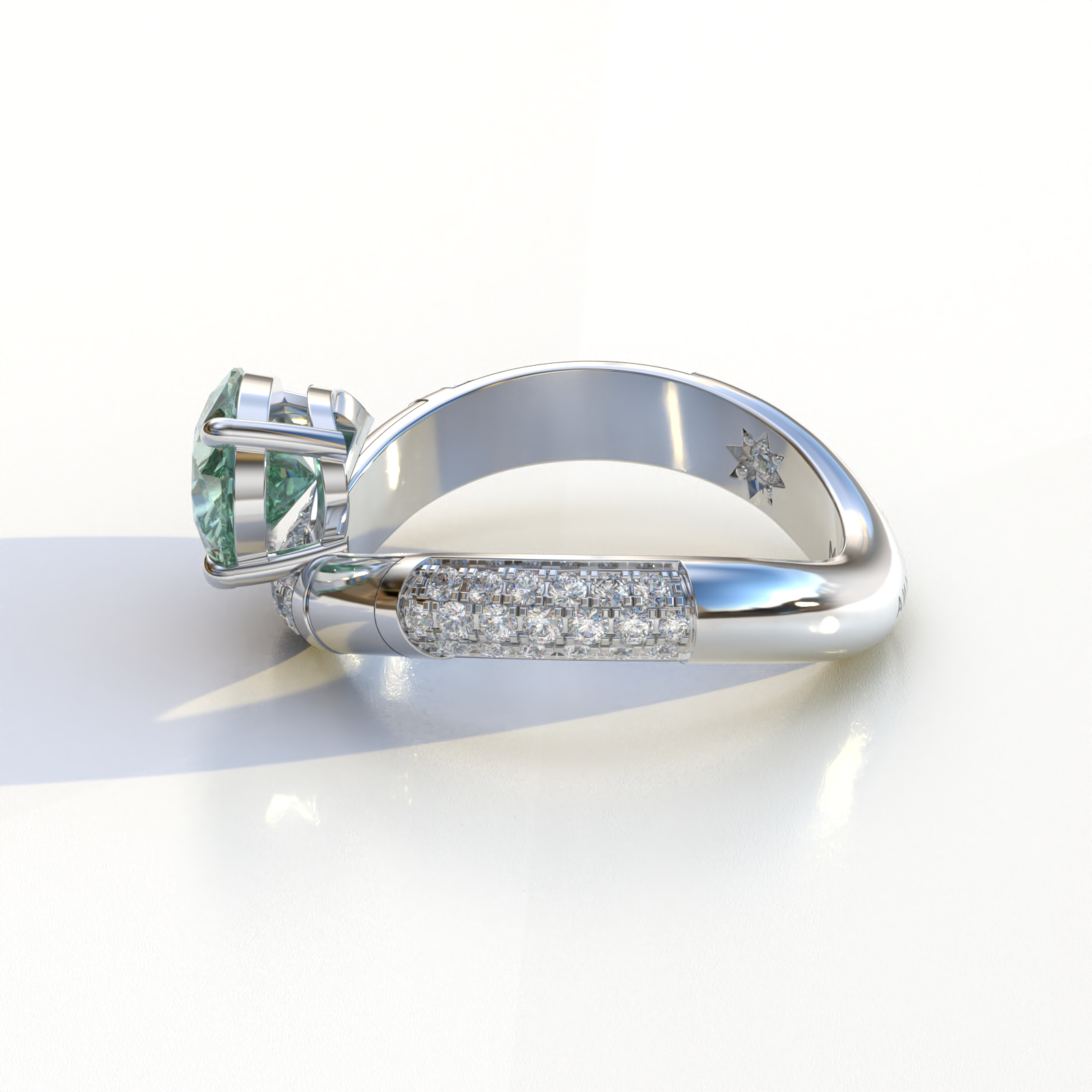2 Carat East-West Fancy Vivid Green Pear Cut Lab Diamond Engagement Ring - J’Lure