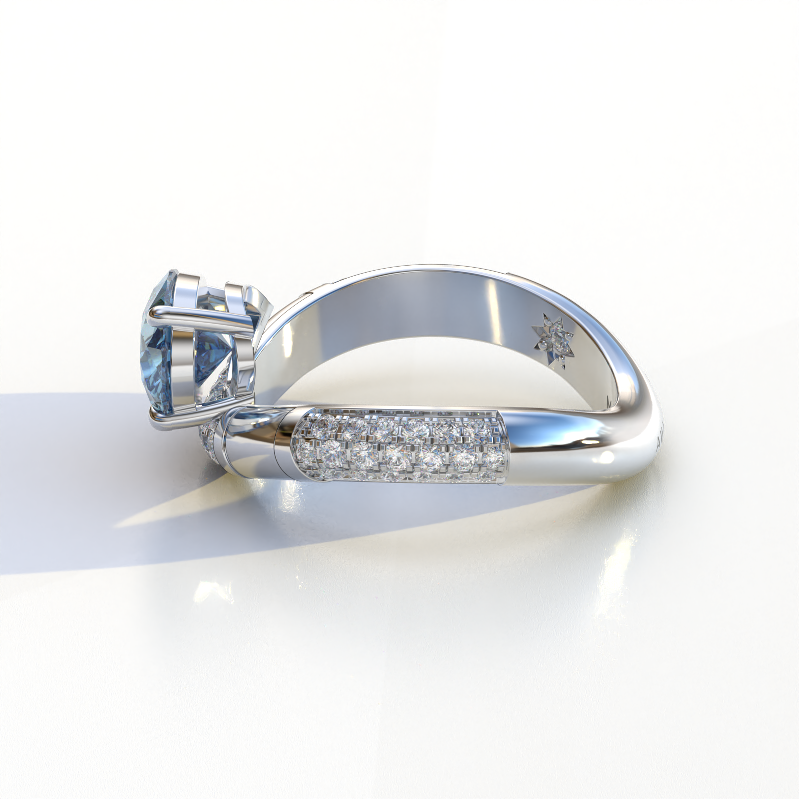 2 Carat East-West Fancy Vivid Blue Pear Cut Lab Diamond Engagement Ring - J’Lure