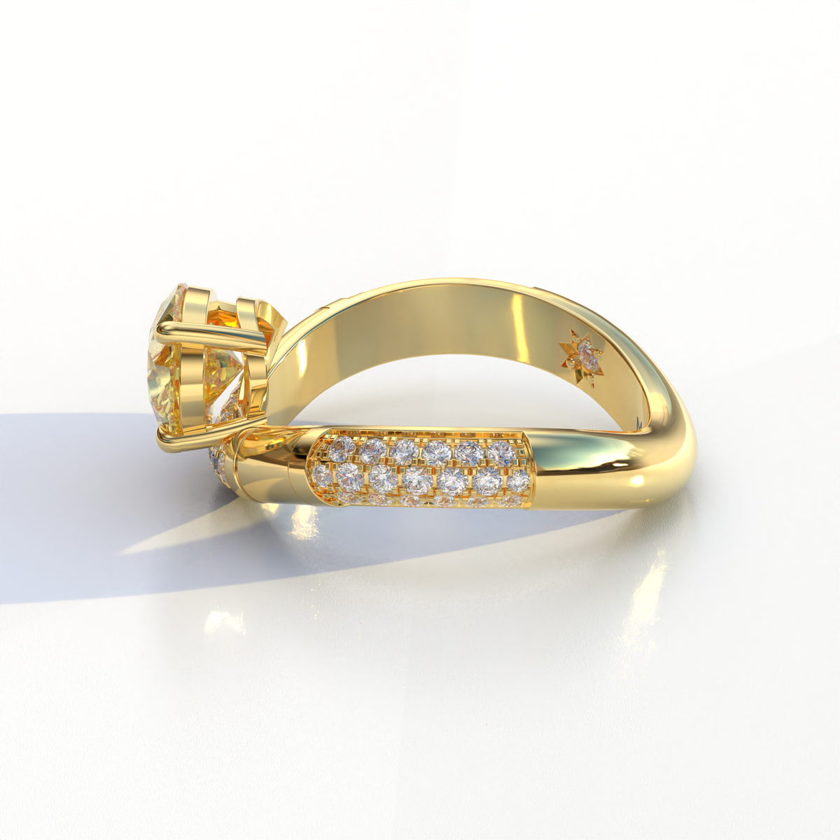 2 Carat East-West Fancy Yellow Pear Cut Lab Diamond Engagement Ring - J’Lure