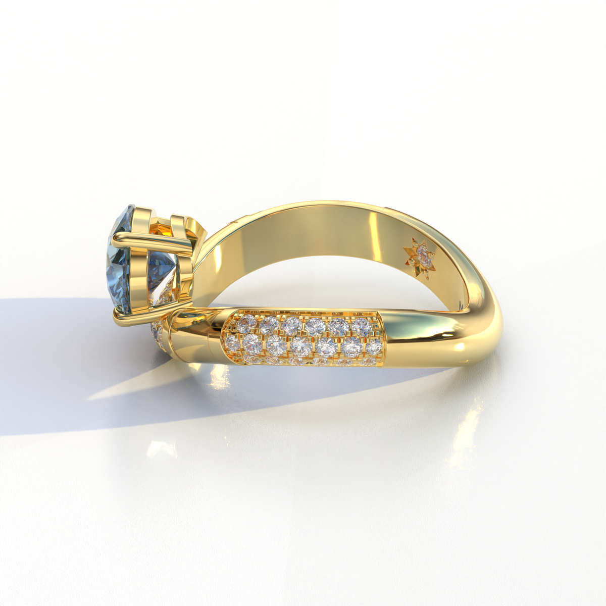 2 Carat East-West Fancy Vivid Blue Pear Cut Lab Diamond Engagement Ring - J’Lure