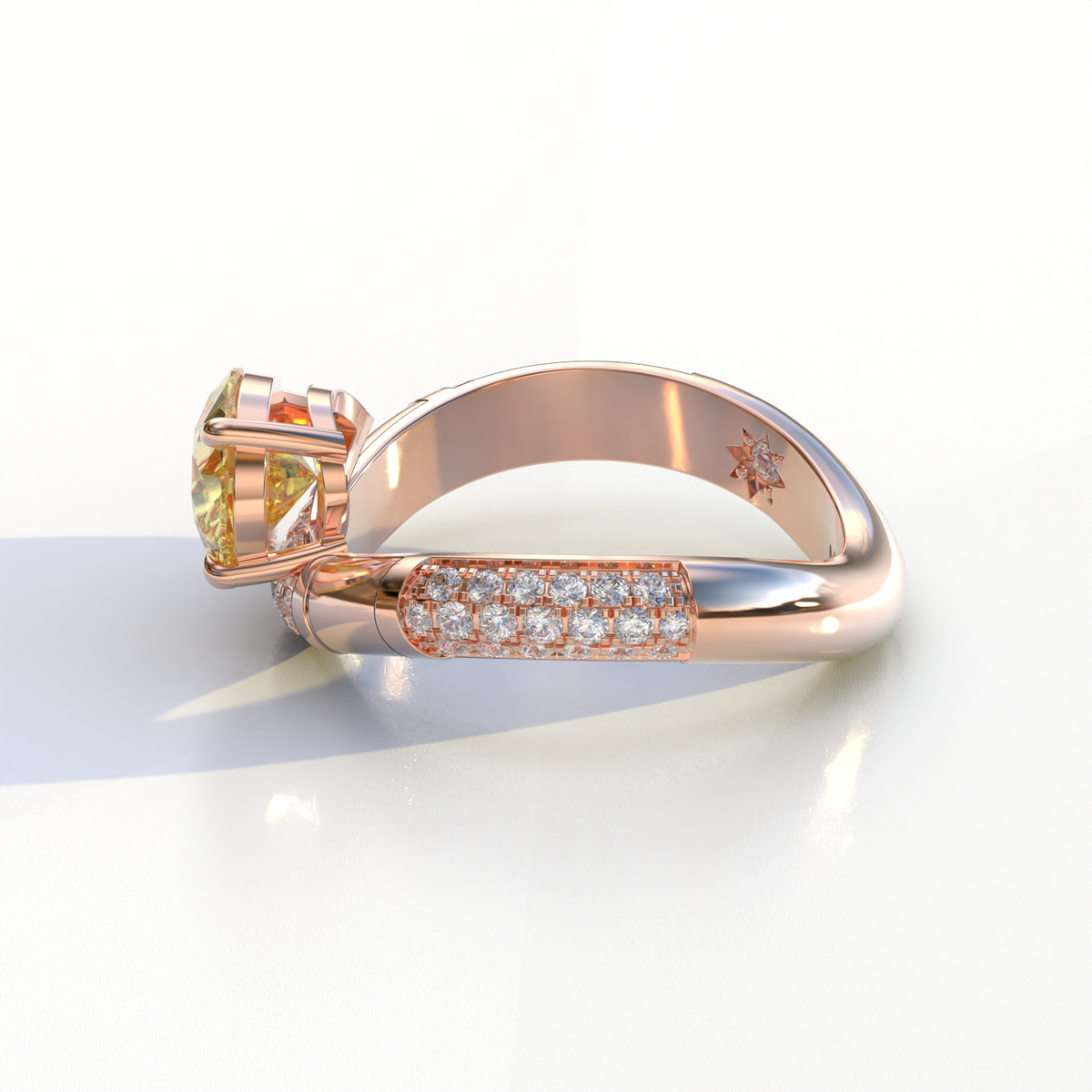2 Carat East-West Fancy Yellow Pear Cut Lab Diamond Engagement Ring - J’Lure
