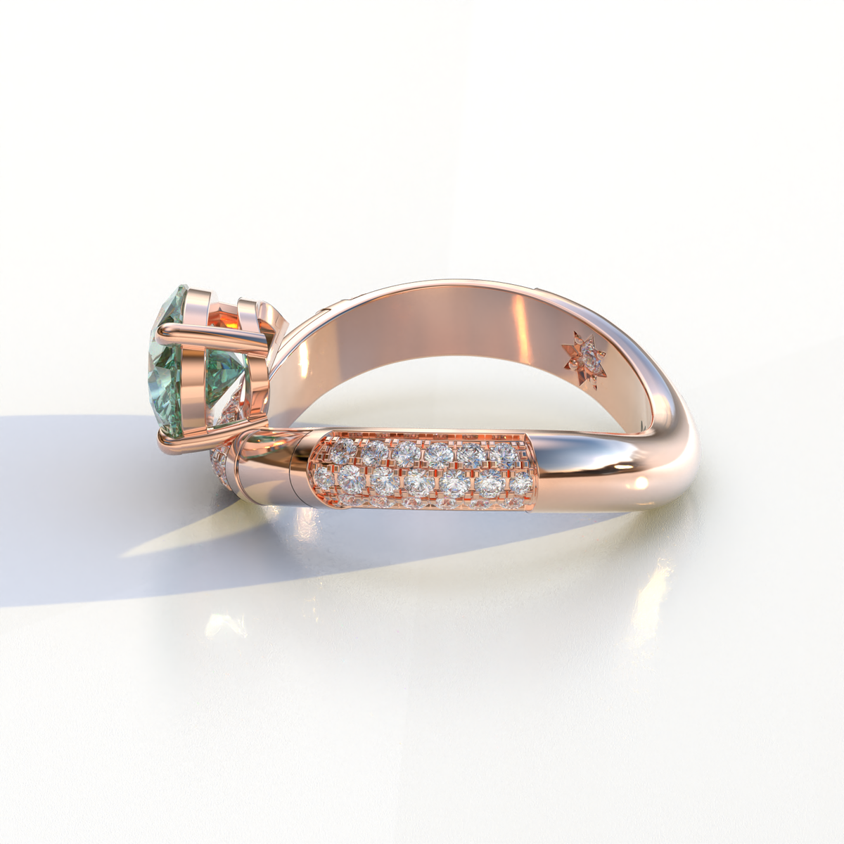 2 Carat East-West Fancy Vivid Green Pear Cut Lab Diamond Engagement Ring - J’Lure
