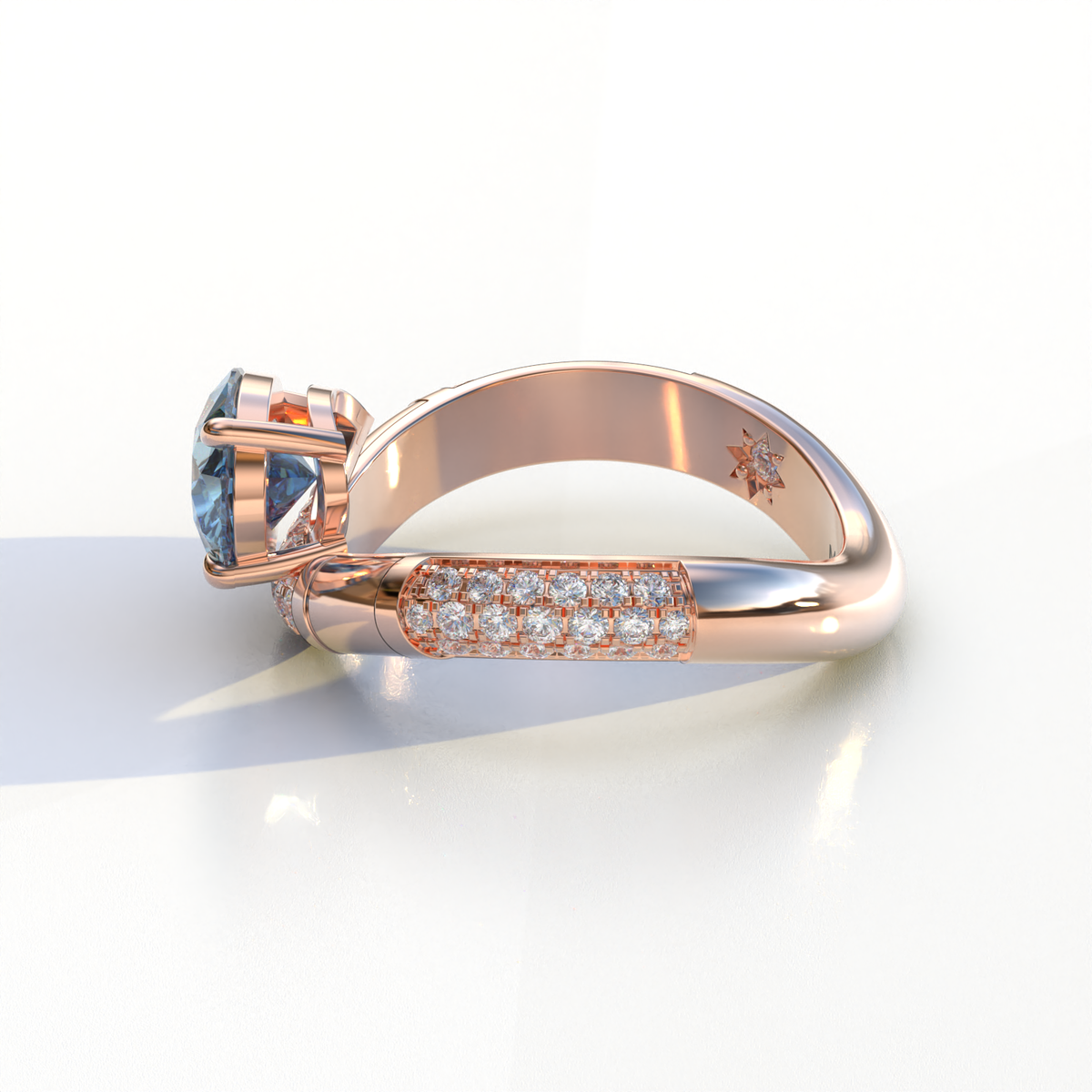 2 Carat East-West Fancy Vivid Blue Pear Cut Lab Diamond Engagement Ring - J’Lure