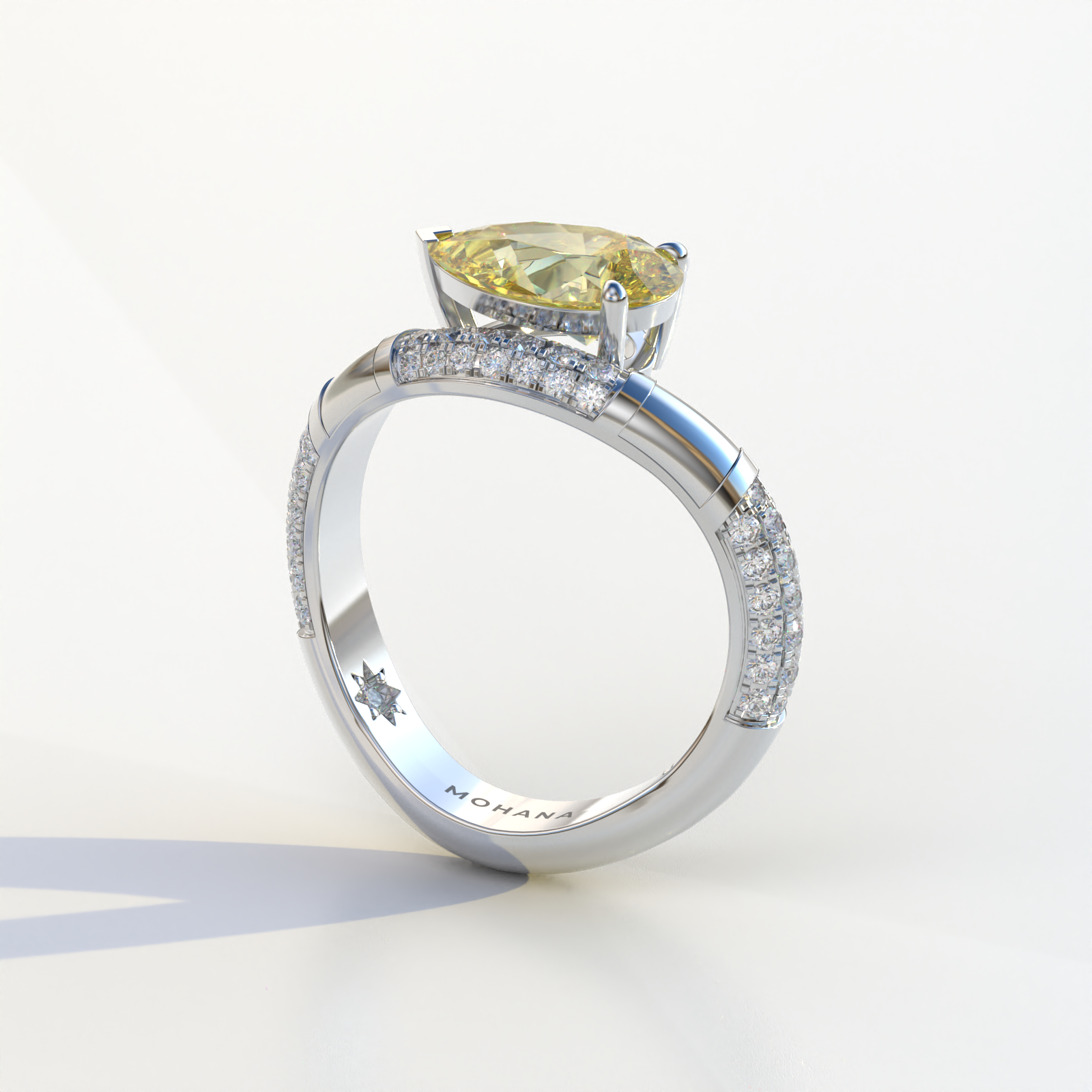 2 Carat East-West Fancy Yellow Pear Cut Lab Diamond Engagement Ring - J’Lure