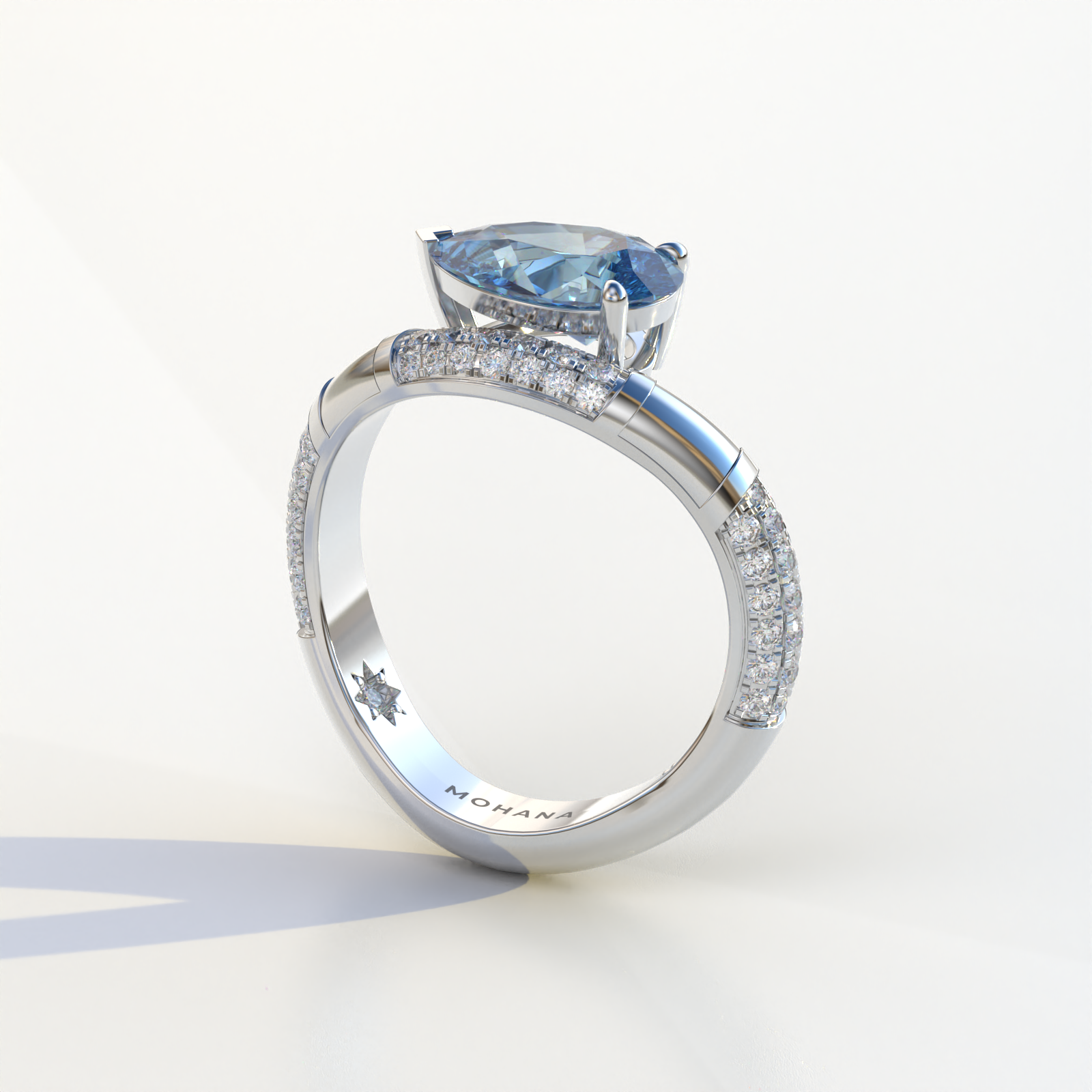 2 Carat East-West Fancy Vivid Blue Pear Cut Lab Diamond Engagement Ring - J’Lure