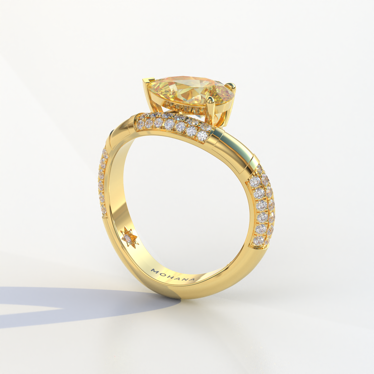 2 Carat East-West Fancy Yellow Pear Cut Lab Diamond Engagement Ring - J’Lure