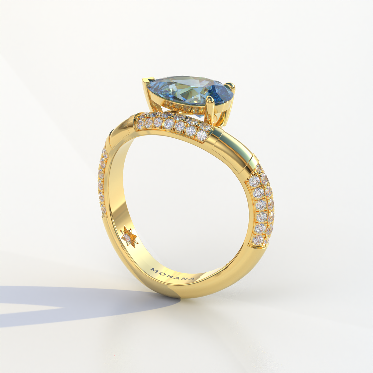2 Carat East-West Fancy Vivid Blue Pear Cut Lab Diamond Engagement Ring - J’Lure