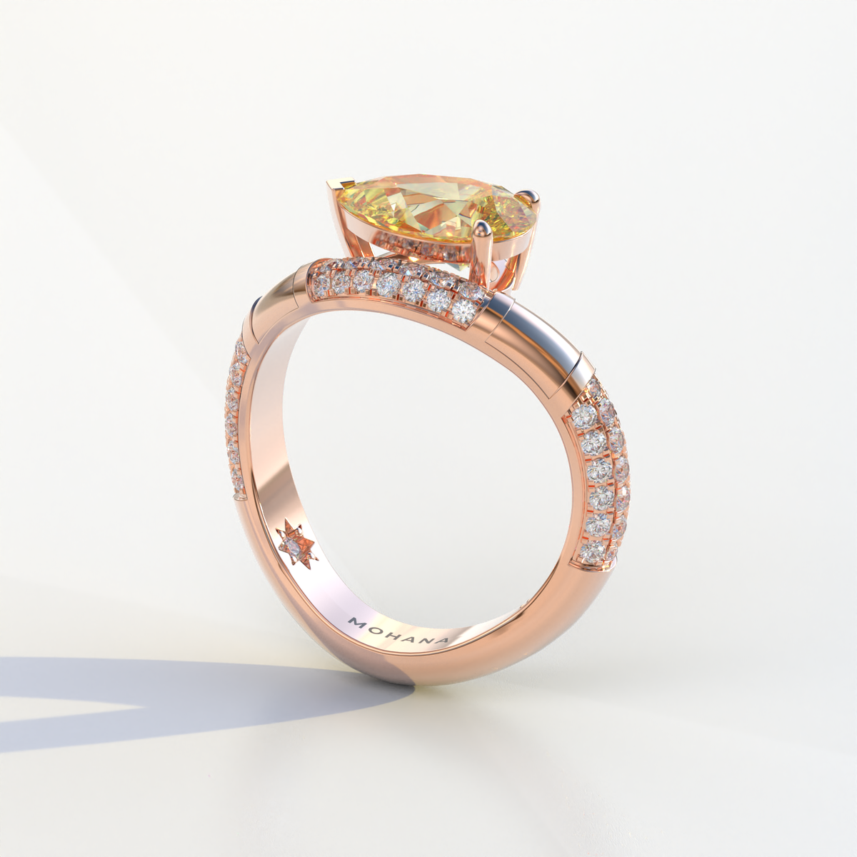 2 Carat East-West Fancy Yellow Pear Cut Lab Diamond Engagement Ring - J’Lure