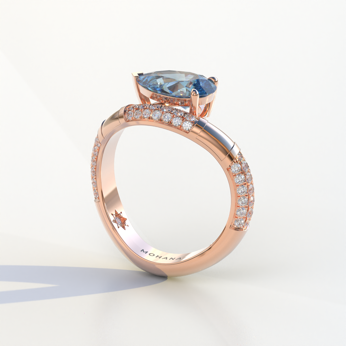 2 Carat East-West Fancy Vivid Blue Pear Cut Lab Diamond Engagement Ring - J’Lure