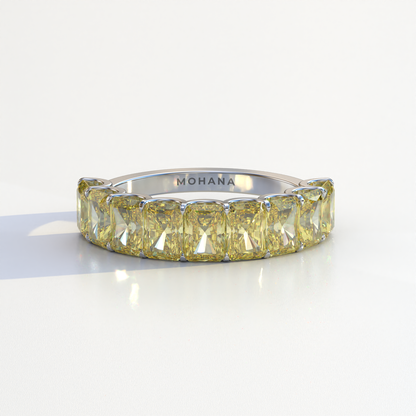 5mm Yellow Radiant Cut Lab Diamond Band - Halfway Eternity Band - Amber Bloom