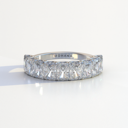 5mm Radiant Cut Lab Diamond Band - Halfway Eternity Band - Amber Bloom