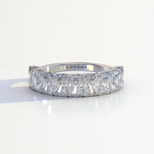 5mm Radiant Cut Lab Diamond Band - Halfway Eternity Band - Amber Bloom