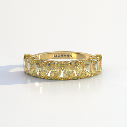 5mm Yellow Radiant Cut Lab Diamond Band - Halfway Eternity Band - Amber Bloom