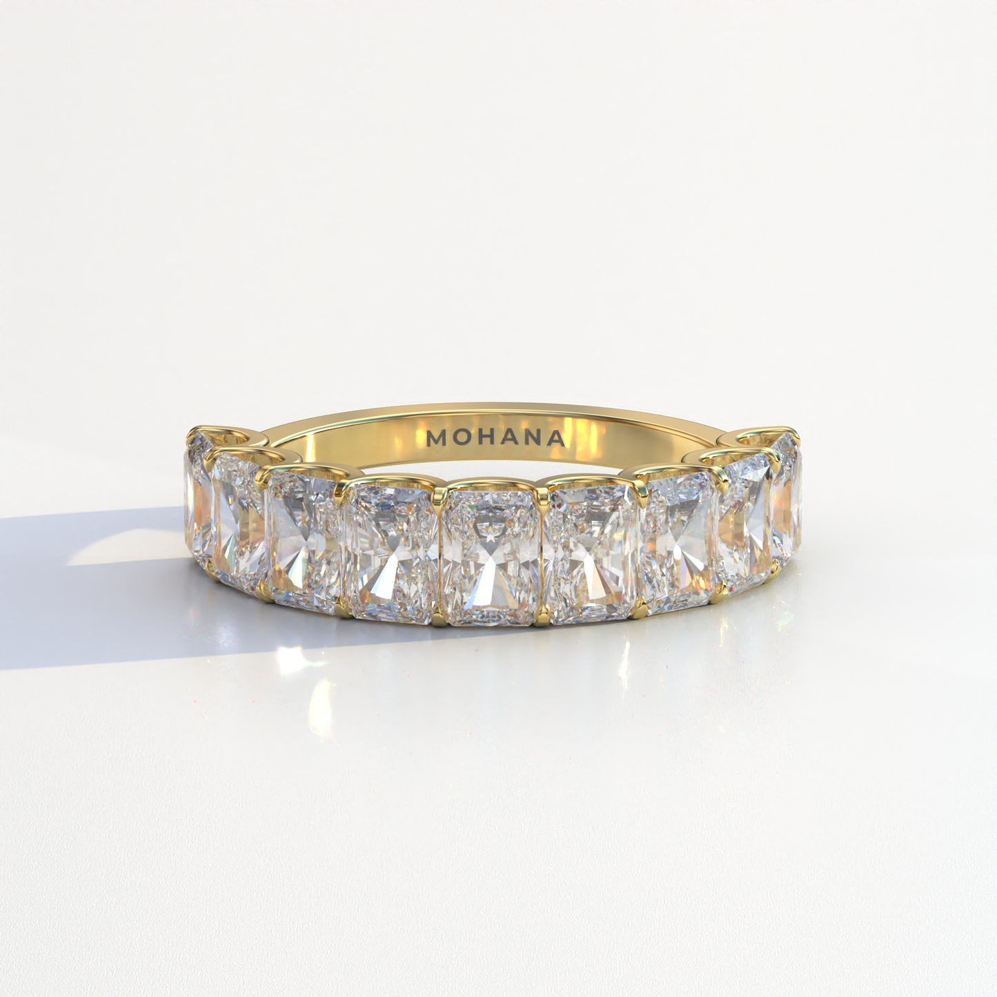 5mm Radiant Cut Lab Diamond Band - Halfway Eternity Band - Amber Bloom