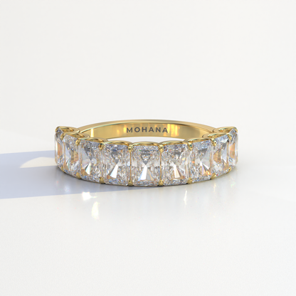 5mm Radiant Cut Lab Diamond Band - Halfway Eternity Band - Amber Bloom