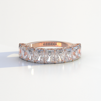 5mm Radiant Cut Lab Diamond Band - Halfway Eternity Band - Amber Bloom