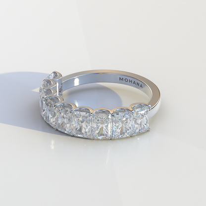 5mm Radiant Cut Lab Diamond Band - Halfway Eternity Band - Amber Bloom