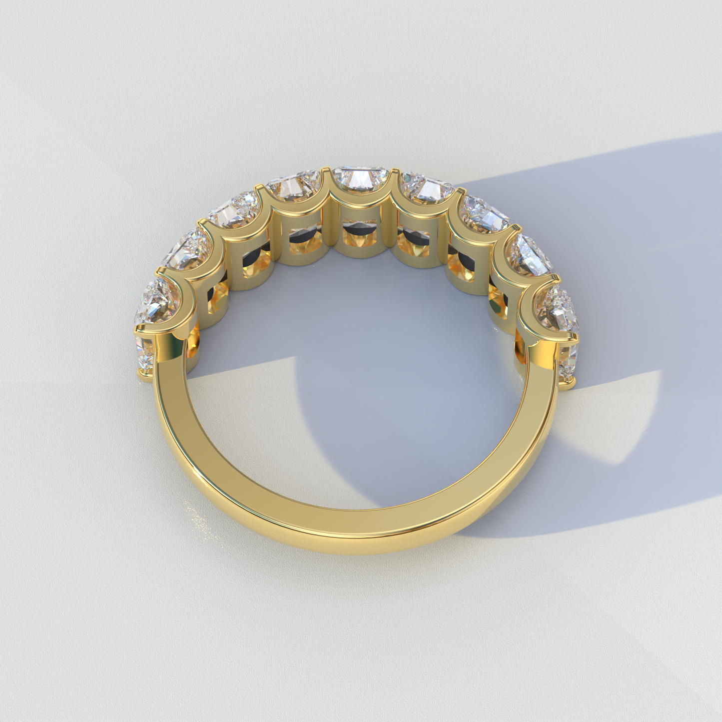 5mm Radiant Cut Lab Diamond Band - Halfway Eternity Band - Amber Bloom