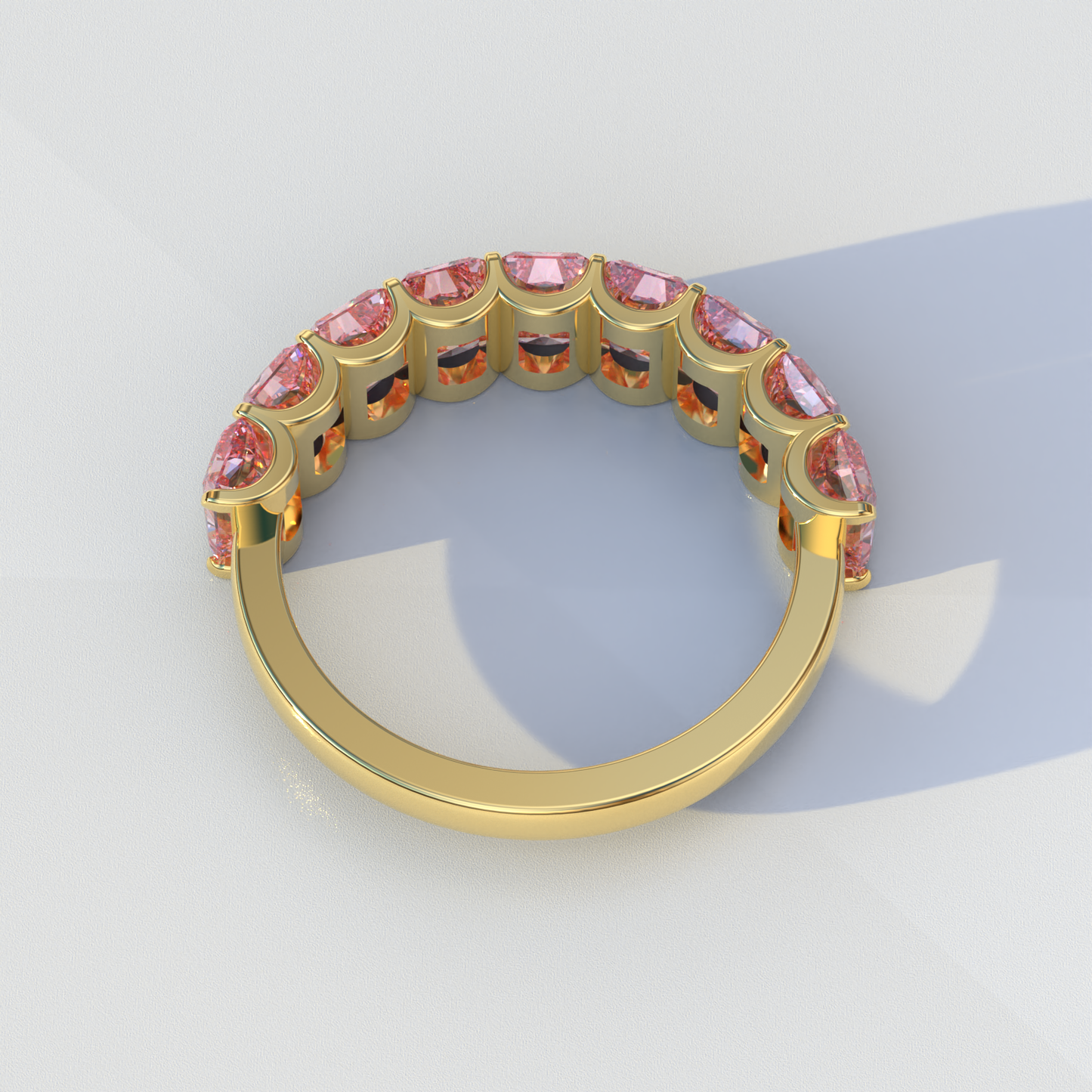 5mm Pink Radiant Cut Lab Diamond Band - Halfway Eternity Band - Amber Bloom