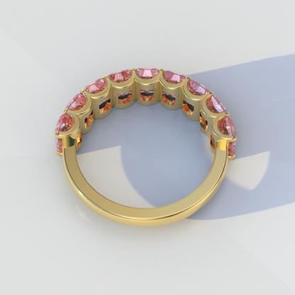 5mm Pink Radiant Cut Lab Diamond Band - Halfway Eternity Band - Amber Bloom