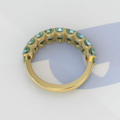 5mm Green Radiant Cut Lab Diamond Band - Halfway Eternity Band - Amber Bloom