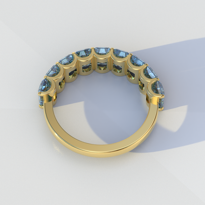 5mm Blue Radiant Cut Lab Diamond Band - Halfway Eternity Band - Amber Bloom