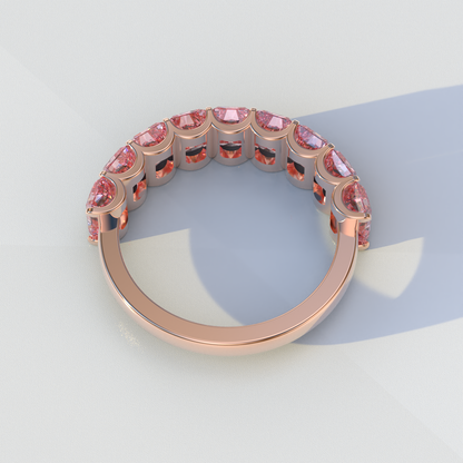 5mm Pink Radiant Cut Lab Diamond Band - Halfway Eternity Band - Amber Bloom