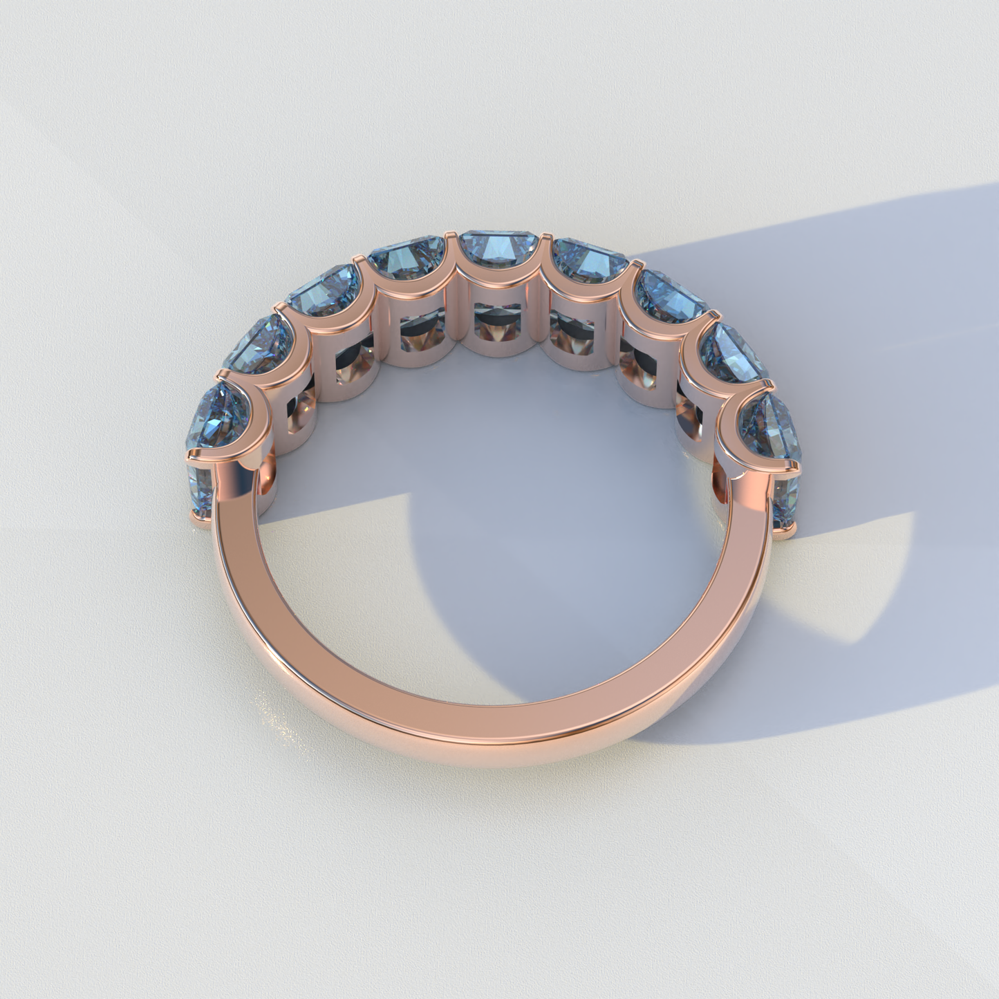 5mm Blue Radiant Cut Lab Diamond Band - Halfway Eternity Band - Amber Bloom