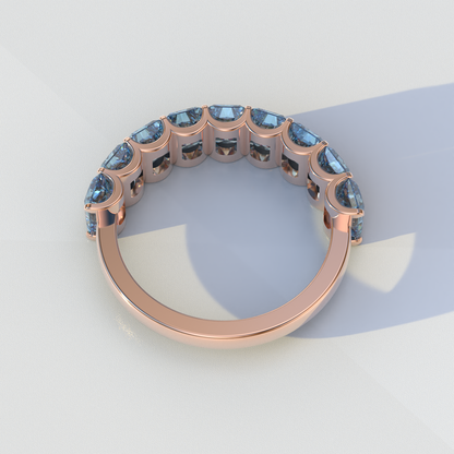5mm Blue Radiant Cut Lab Diamond Band - Halfway Eternity Band - Amber Bloom