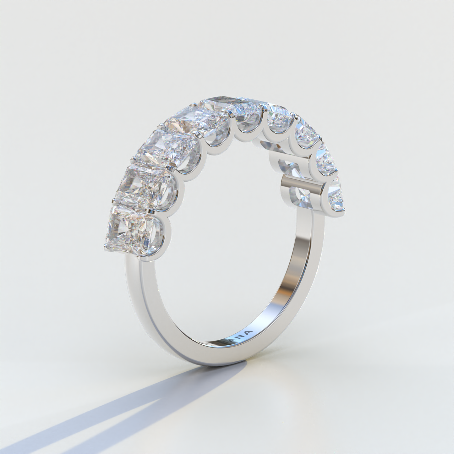 5mm Radiant Cut Lab Diamond Band - Halfway Eternity Band - Amber Bloom