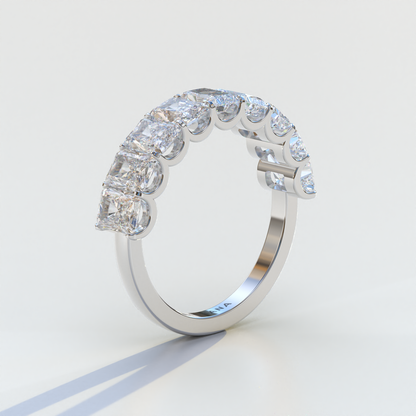 5mm Radiant Cut Lab Diamond Band - Halfway Eternity Band - Amber Bloom