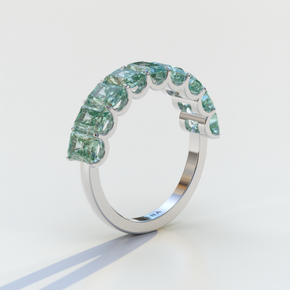 5mm Green Radiant Cut Lab Diamond Band - Halfway Eternity Band - Amber Bloom