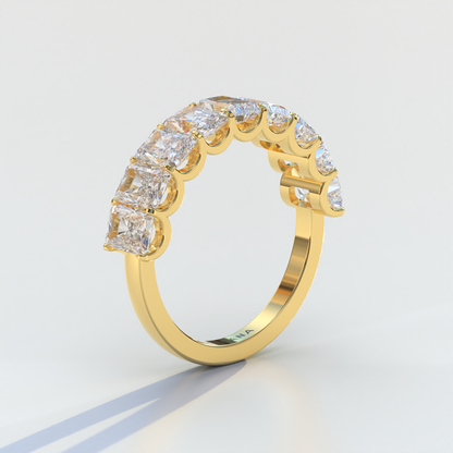 5mm Radiant Cut Lab Diamond Band - Halfway Eternity Band - Amber Bloom