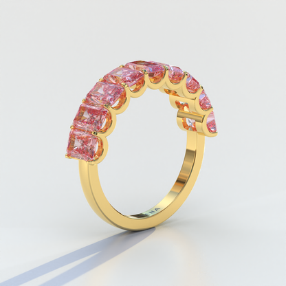 5mm Pink Radiant Cut Lab Diamond Band - Halfway Eternity Band - Amber Bloom