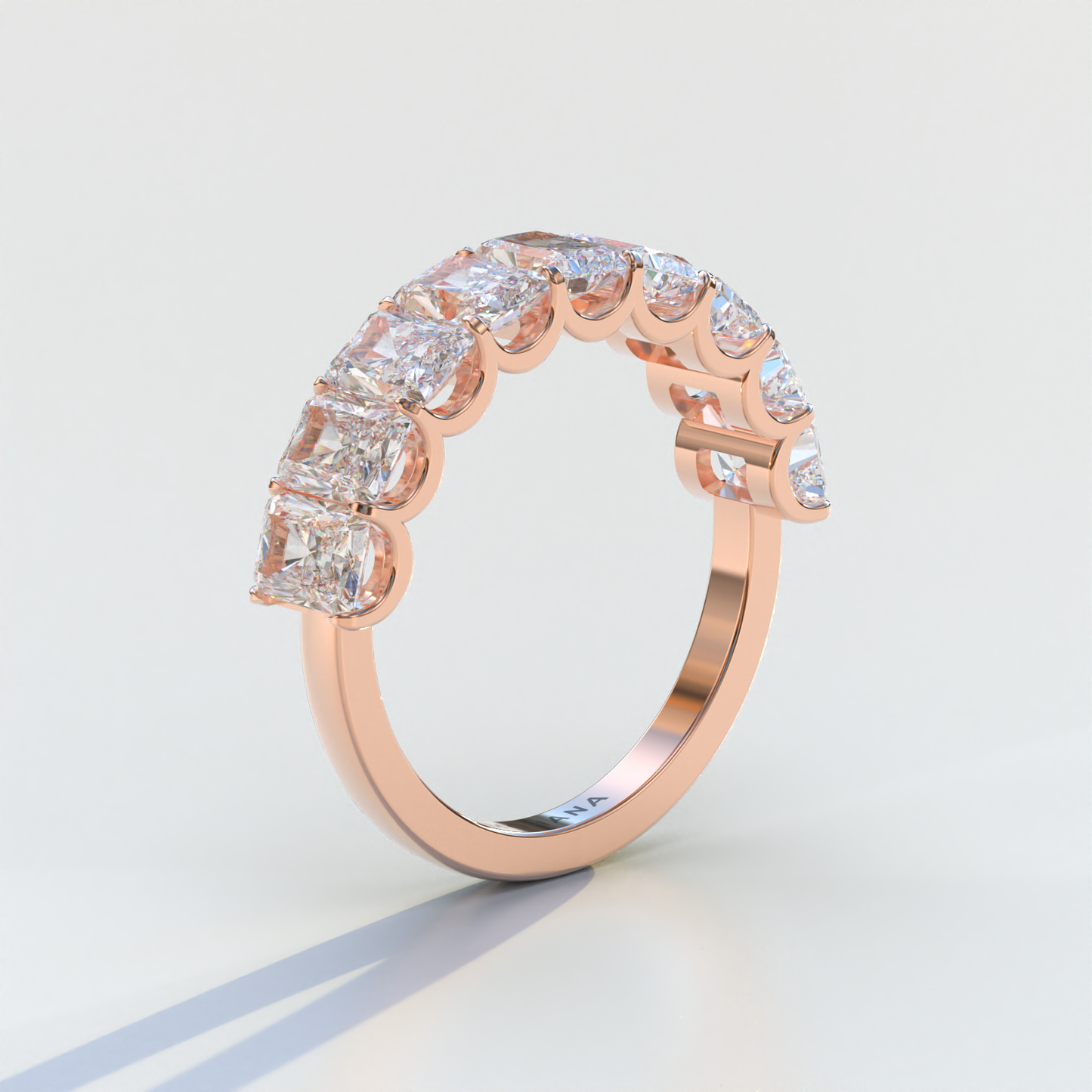 5mm Radiant Cut Lab Diamond Band - Halfway Eternity Band - Amber Bloom