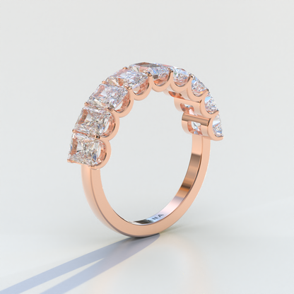 5mm Radiant Cut Lab Diamond Band - Halfway Eternity Band - Amber Bloom