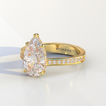 4 Carat Pear Cut Hidden Halo & Pave Set Lab Diamond Engagement Ring - Galleria