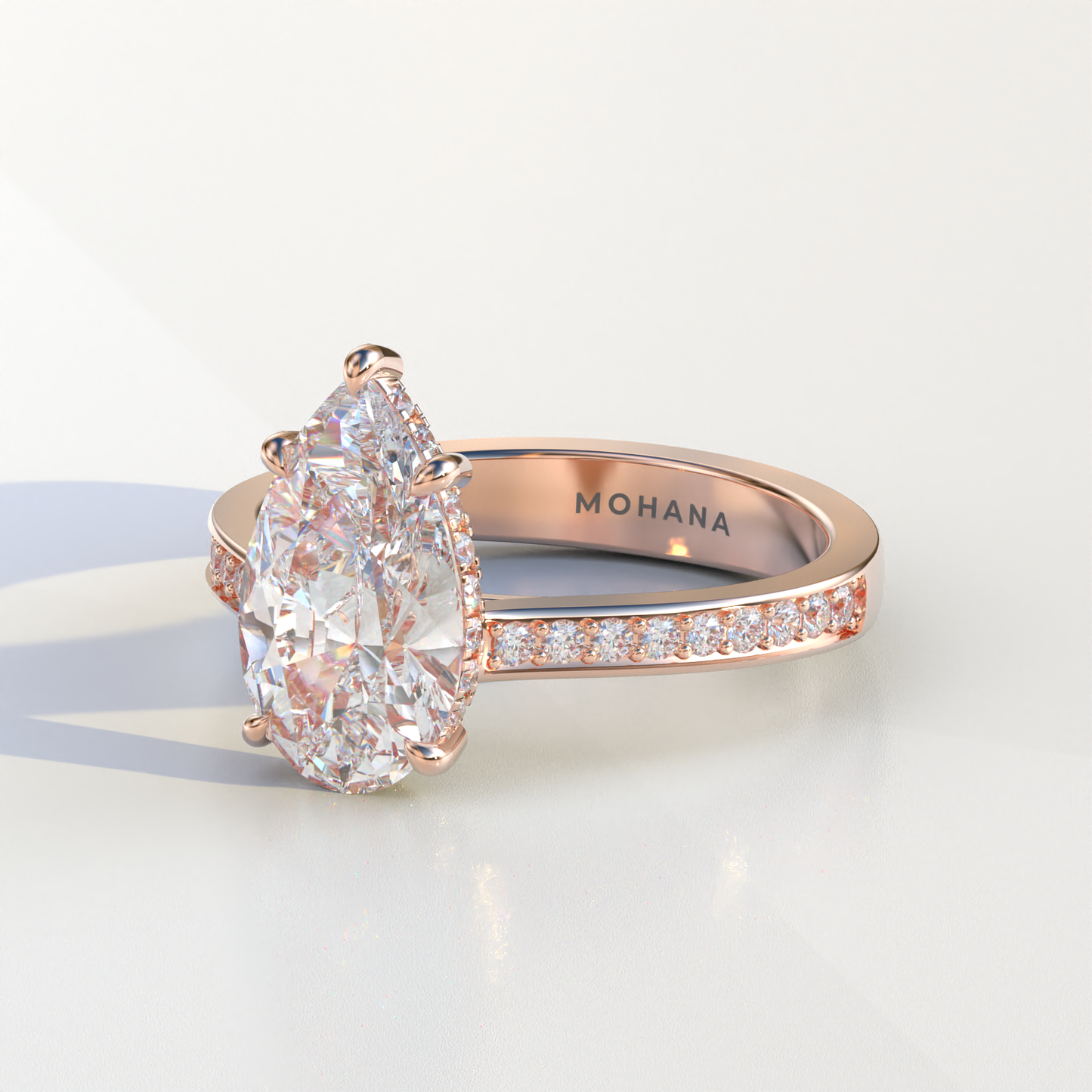 4 Carat Pear Cut Hidden Halo & Pave Set Lab Diamond Engagement Ring - Galleria