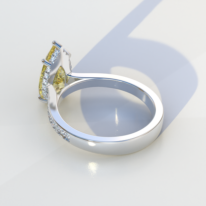 4 Carat Yellow Pear Cut Hidden Halo & Pave Set Lab Diamond Engagement Ring - Galleria