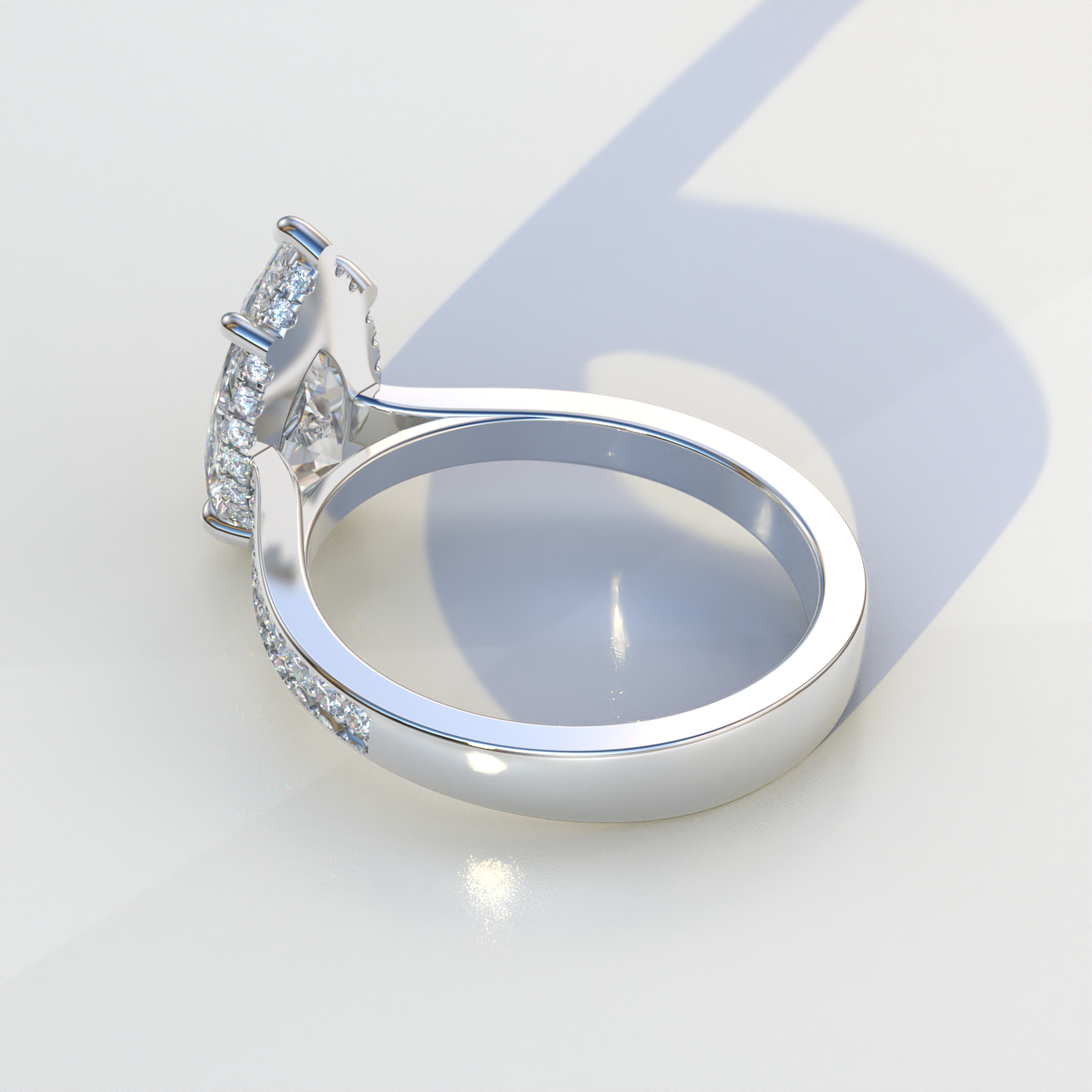 4 Carat Pear Cut Hidden Halo & Pave Set Lab Diamond Engagement Ring - Galleria