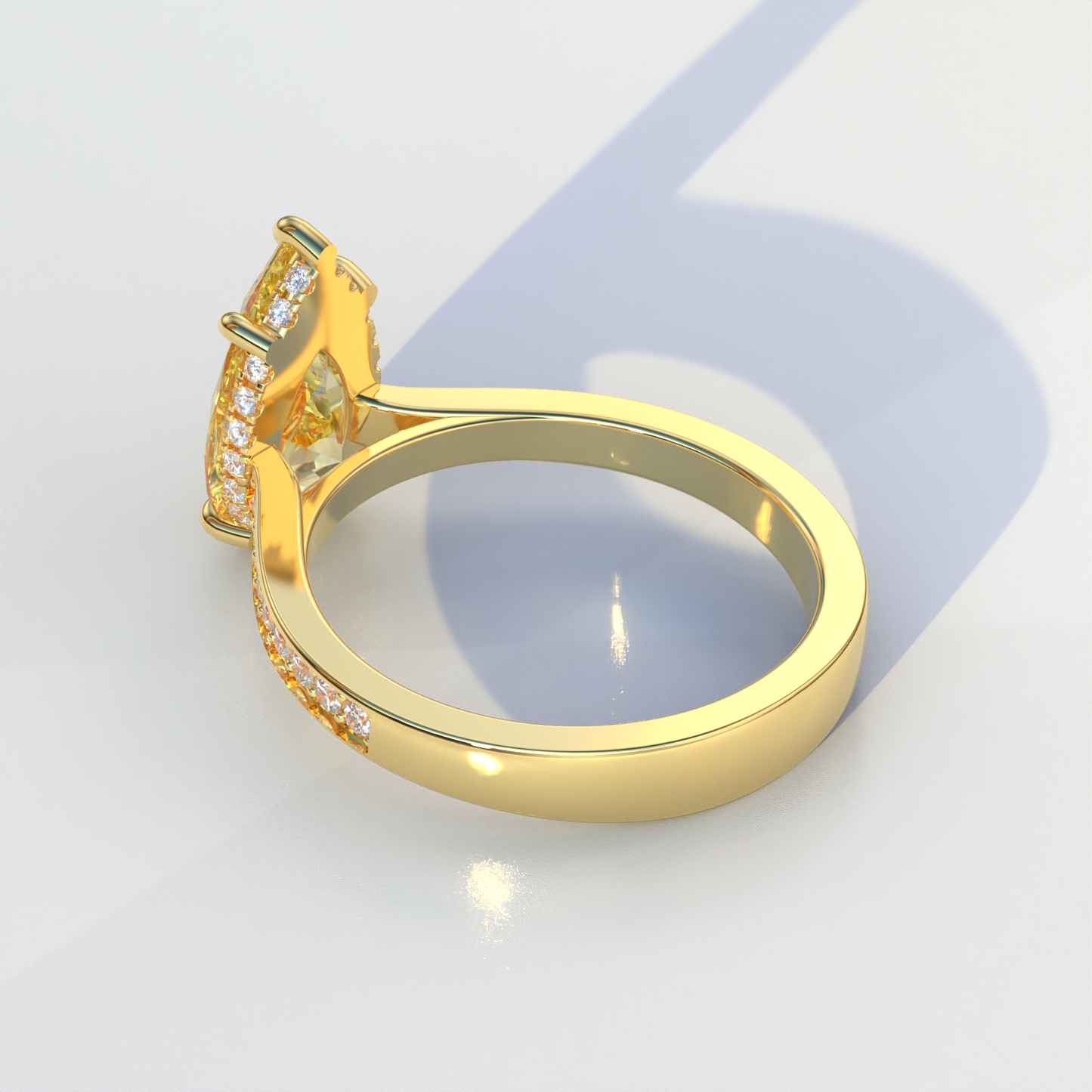 4 Carat Yellow Pear Cut Hidden Halo & Pave Set Lab Diamond Engagement Ring - Galleria