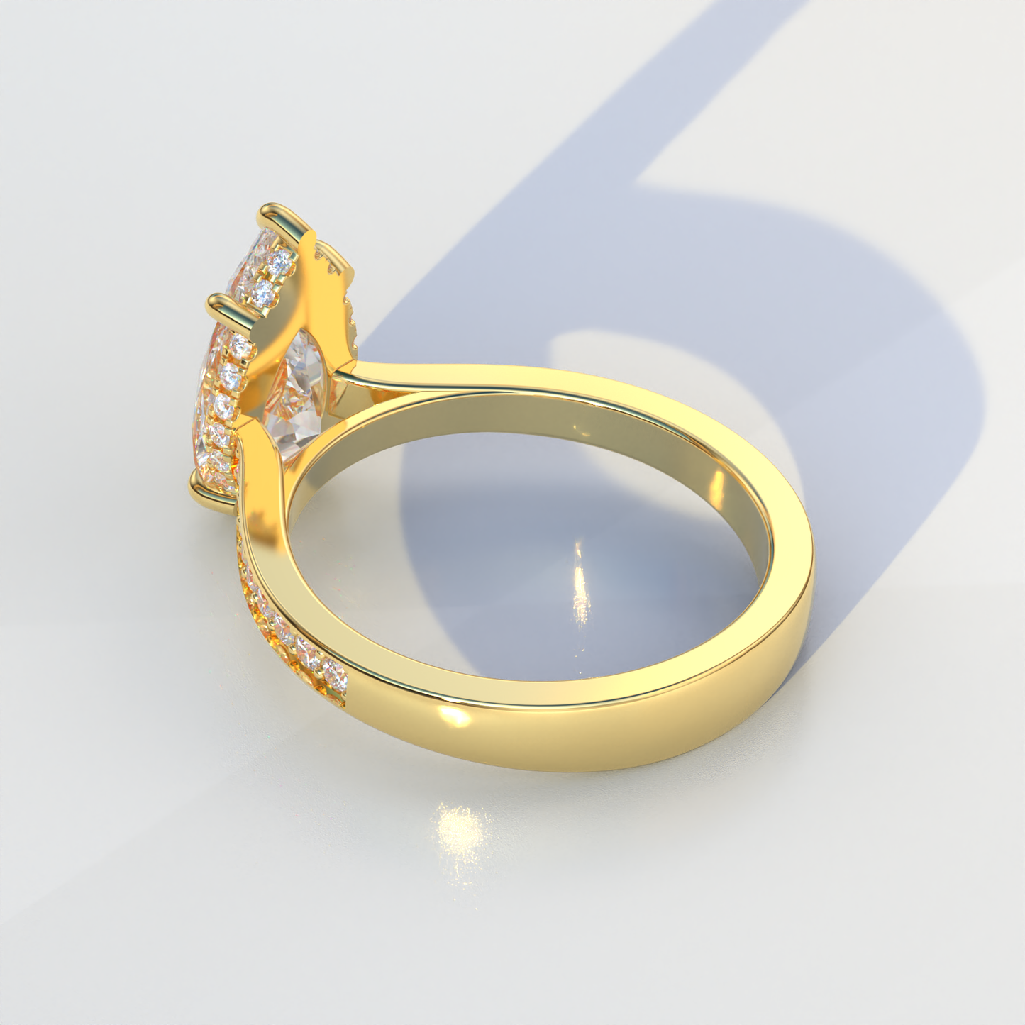 4 Carat Pear Cut Hidden Halo & Pave Set Lab Diamond Engagement Ring - Galleria