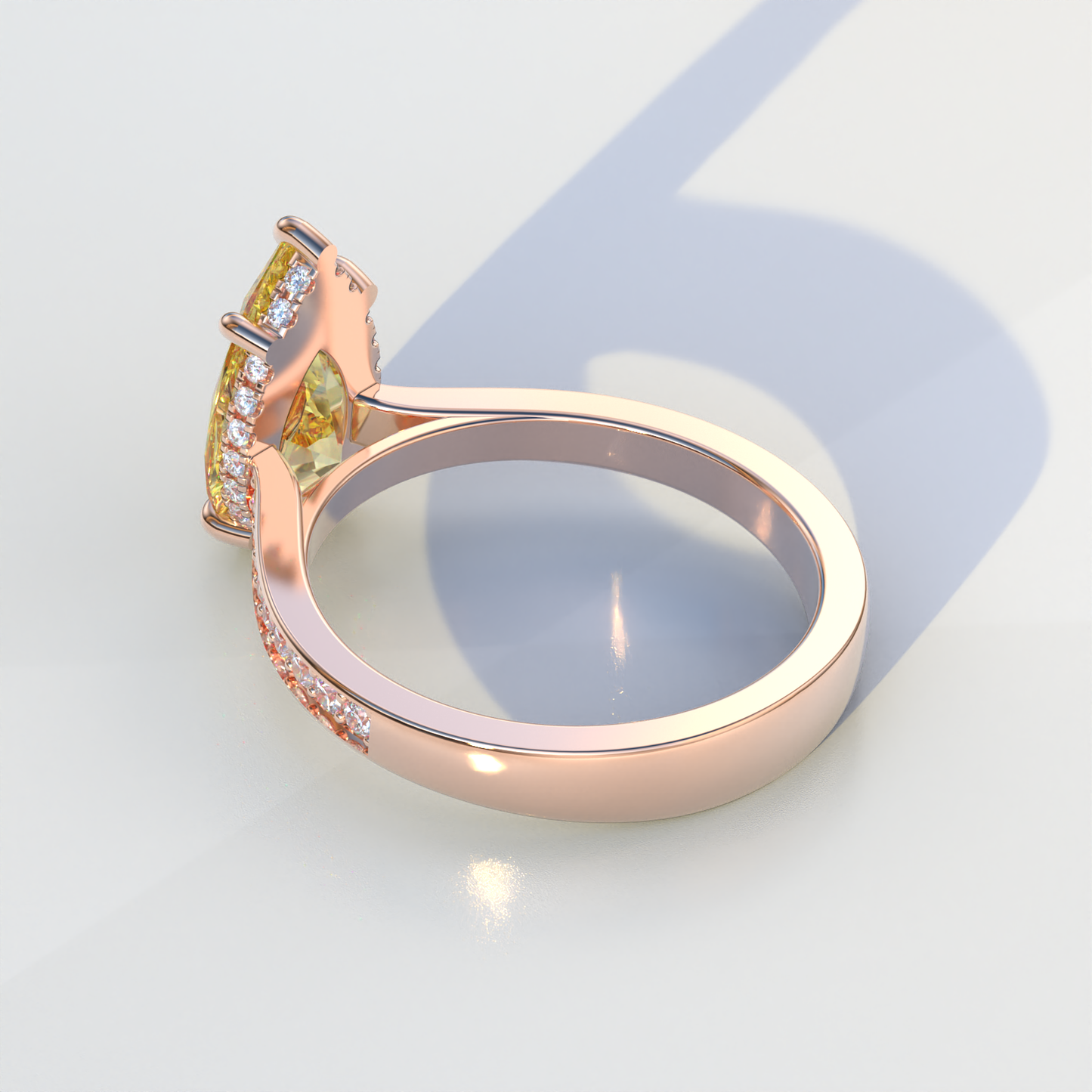 4 Carat Yellow Pear Cut Hidden Halo & Pave Set Lab Diamond Engagement Ring - Galleria