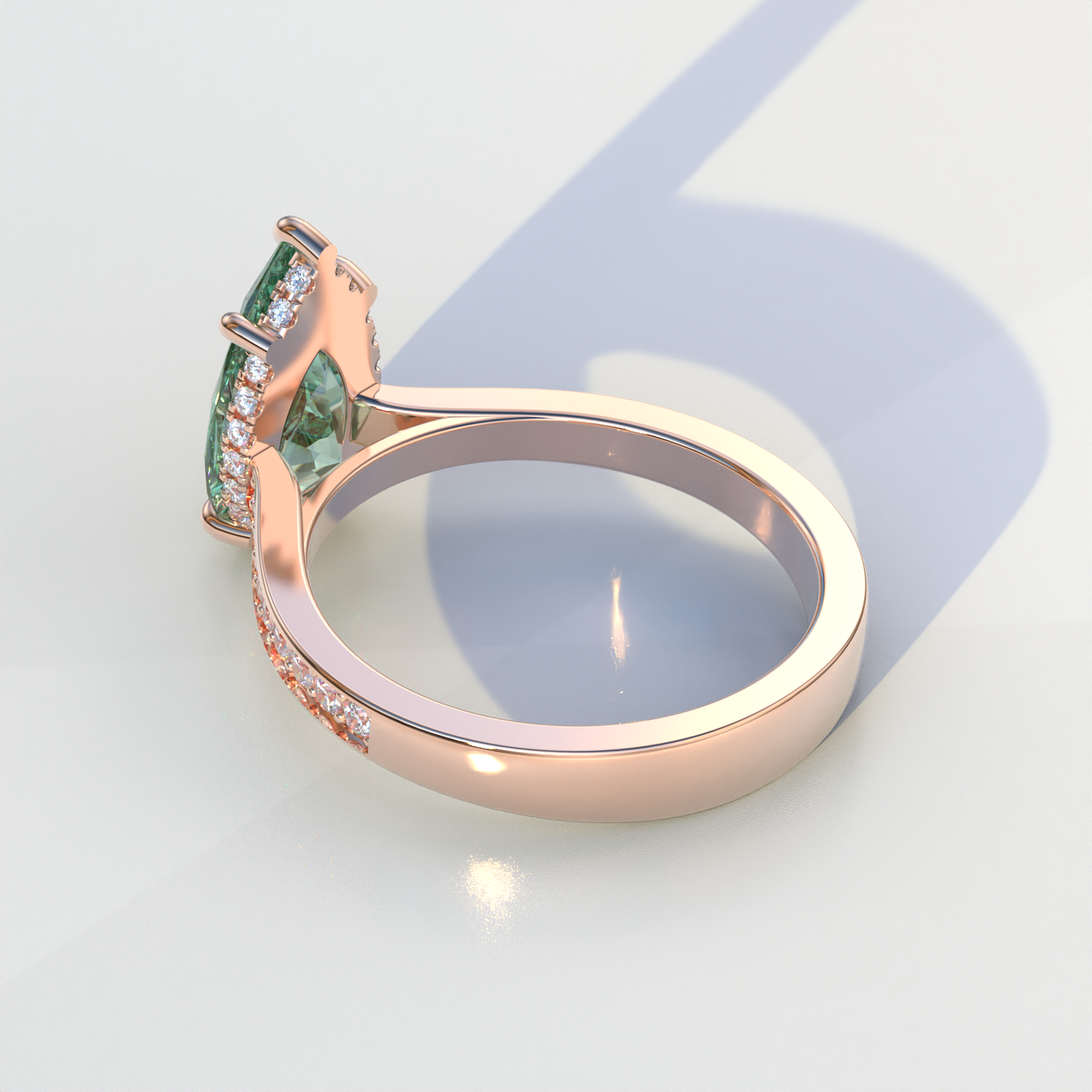 4 Carat Green Pear Cut Hidden Halo & Pave Set Lab Diamond Engagement Ring - Galleria